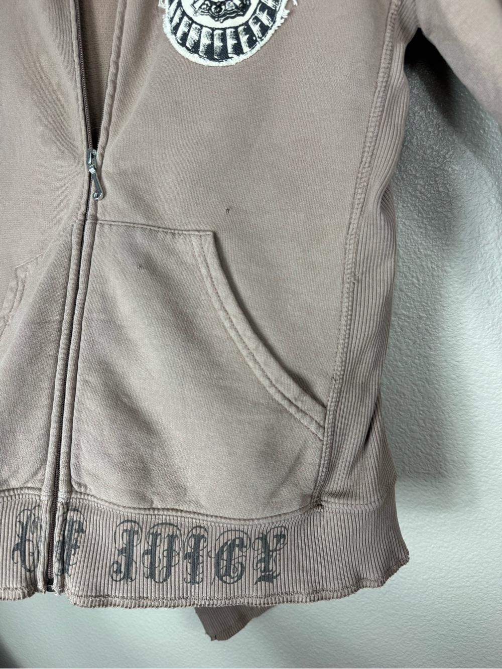 VTG Y2K House of Juicy Couture Zip Up Jacket Brown tan Rhinestone Cotton E - Picture 3 of 15